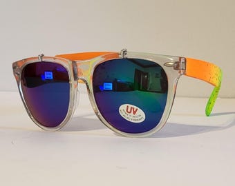 Vintage Sonnenbrille // Mehrfarbig // Strand Brille // Hawaii Thema // Party Sonnenbrille // Strandparty // Klare Rahmen Gläser // retro