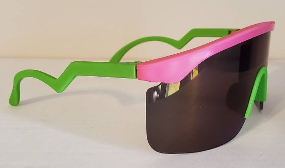 Vintage Sports Sunglasses // Blade Shades from 80s - 90s // Multicolor Colorful Sports Shades // Festival Rave Party Glasses // NOS Retro