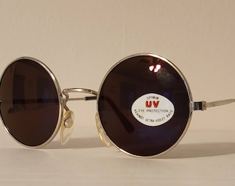 Vintage Round Teashade Sunglasses // Hipster Round // Silver Frames // Hippie shades // retro John Lennon // Festivals raves