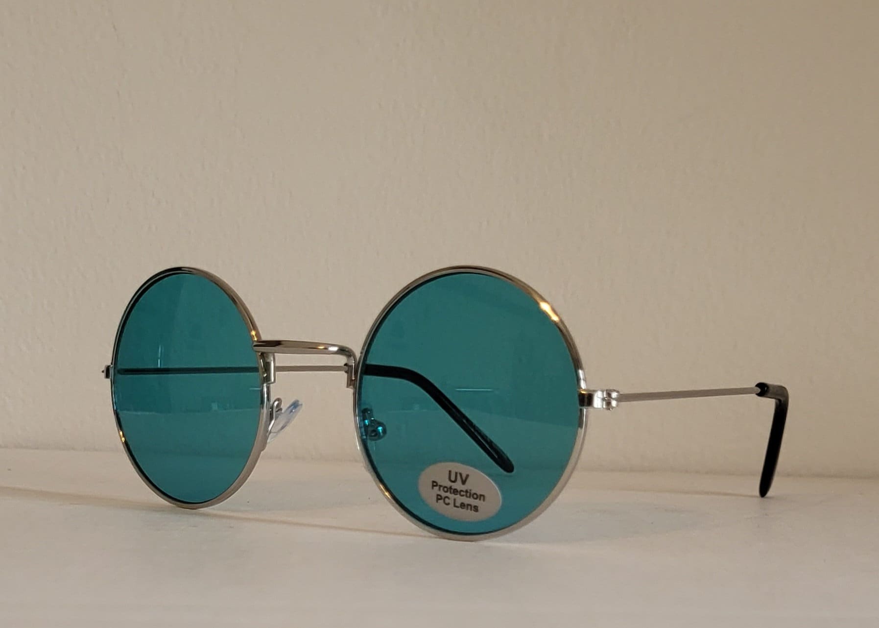 Vintage Round Teashade Sunglasses // Silver Metal Frames  display picture 1