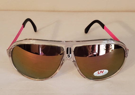 Vintage Aviator Sunglasses // amber pink mirror l… - image 4
