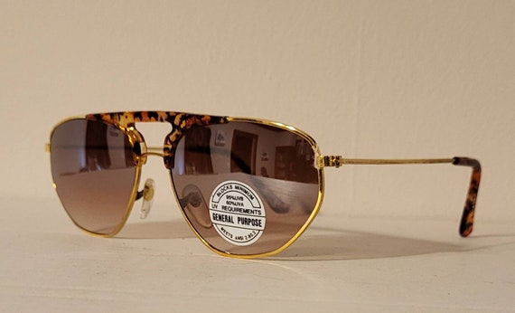 Vintage Sunglasses // Rectangular Aviator Frame /… - image 1