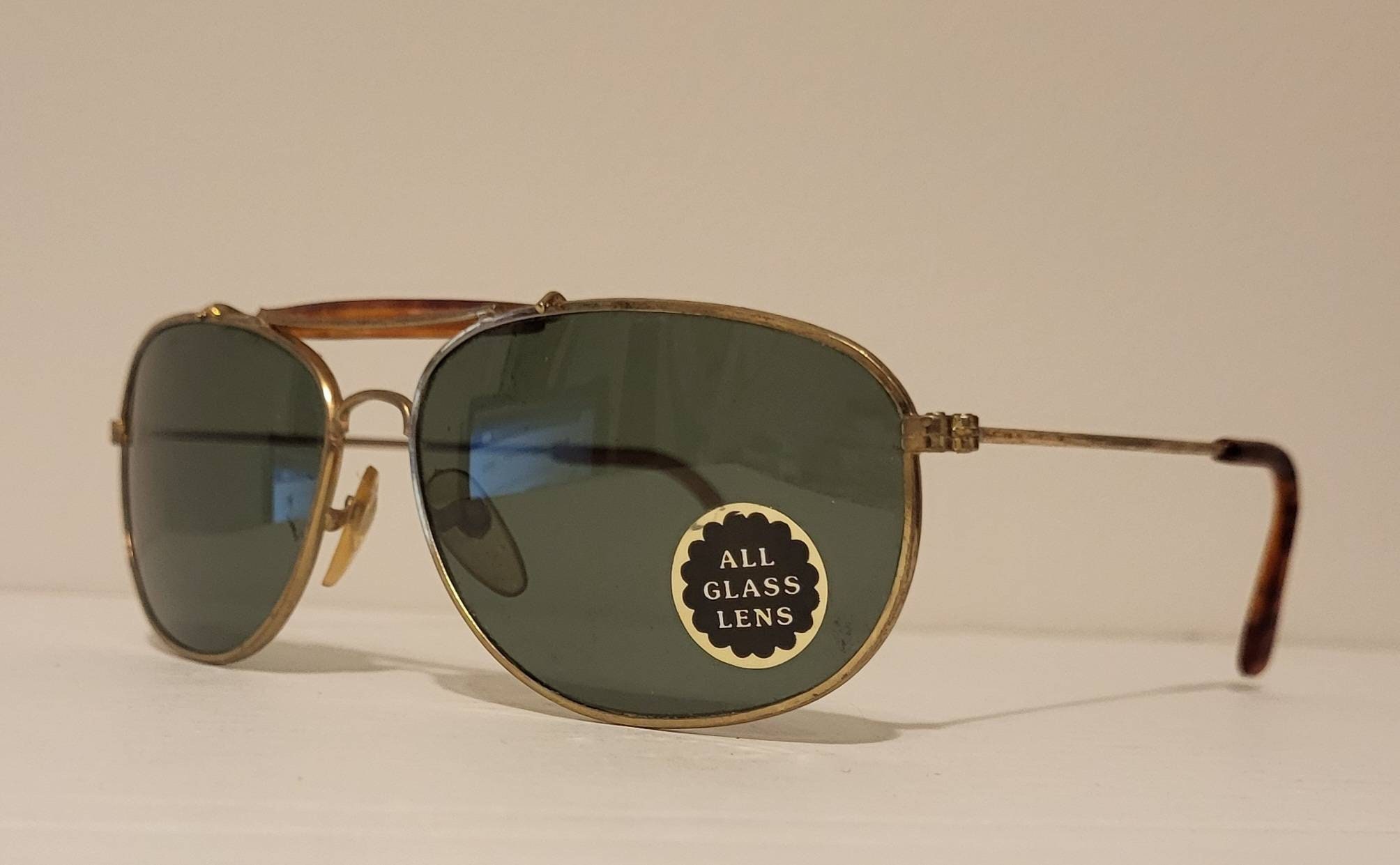 Vintage Double Bridge Sunglasses // Narrow Aviators  display picture 1