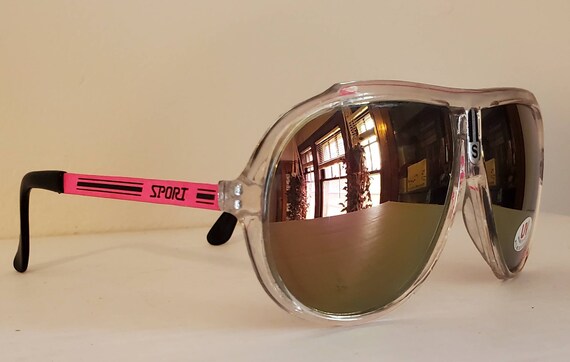 Vintage Aviator Sunglasses // amber pink mirror l… - image 3