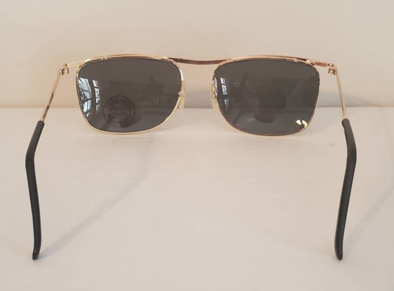 Vintage Retro Sunglasses // Rectangle Gold Frames… - image 5