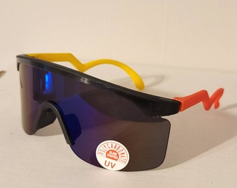 Vintage Sport Sonnenbrille // Multicolor Zig Zag Brillengestelle // Blade Shades aus den 80er - 90er Jahren // Retro Multicolor Rimless // Festival Rave Party