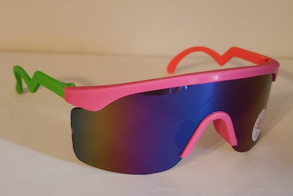 Vintage Sports Sunglasses // Colorful Zig Zag Frames  display picture 2
