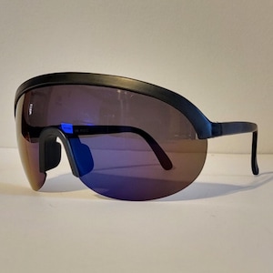Óculos de sol esportivos vintage // Óculos de sol Big Shield // Óculos de proteção esportivos // Óculos de corrida // Armações de borracha preta // Festivais de música rave retrô