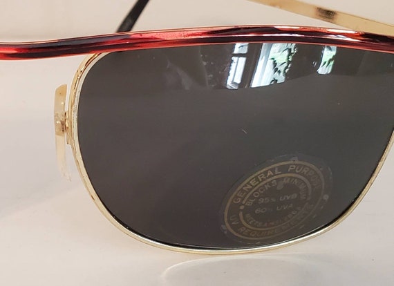 Vintage Retro Sunglasses // Rectangle Gold Frames… - image 4