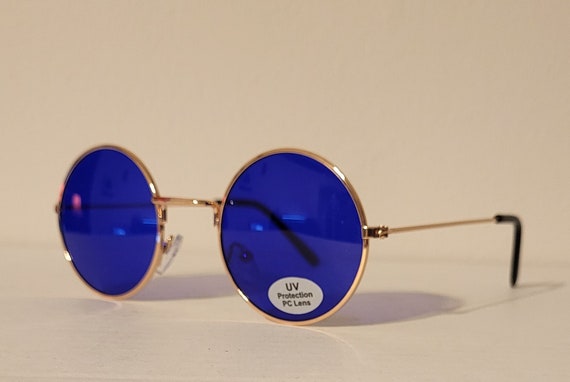 Vintage Round Teashade Sunglasses // Gold Metal Frames With  display picture 2