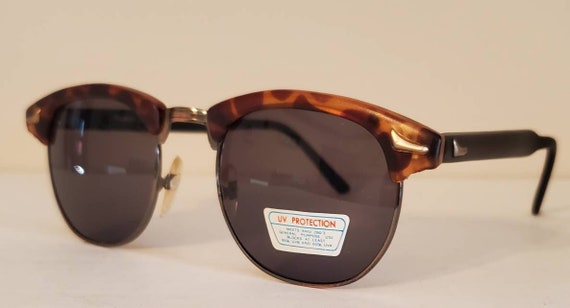 Vintage Clubmaster Browline Sunglasses // Matte B… - image 1