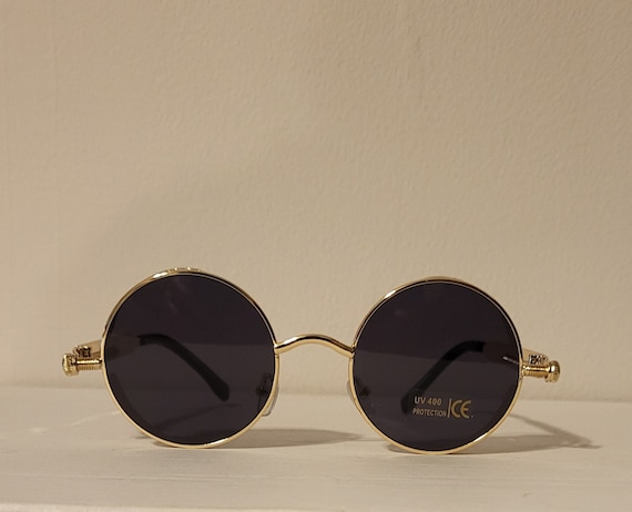 Vintage Round Sunglasses  // Gold Metal Teashades… - image 3