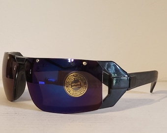 Vintage Y2K futuristisch schild zonnebril zwarte wrap around vizier bril Cyber Rave Goth Unisex brillen bladtinten