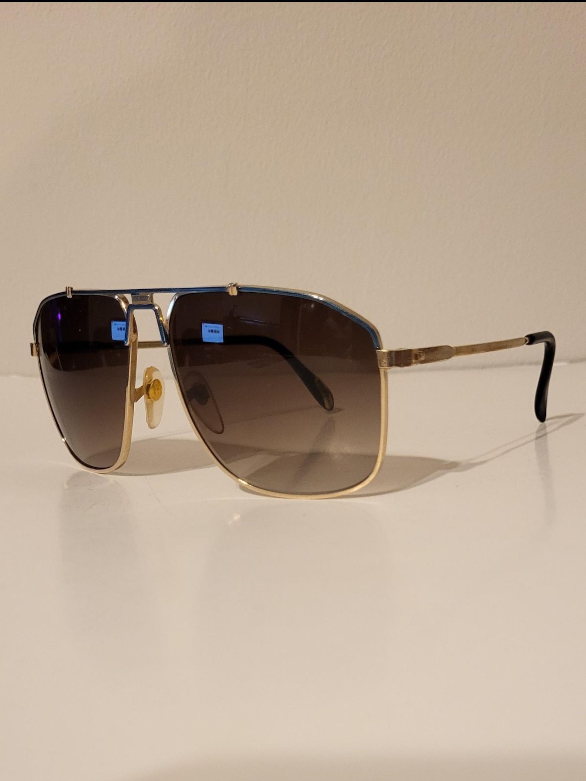 Vintage Double Bridge // Square-rectangle Aviator Sunglasses  display picture 2