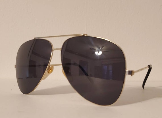 Vintage Double Bridge Aviators Sunglasses // Gold Frames  display picture 3