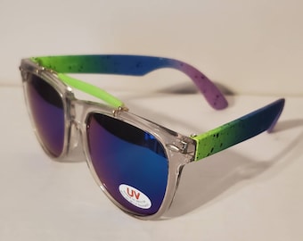 Vintage Sonnenbrille // Mehrfarbig // Strand Sonnenbrille // Hawaii Thema // Party Sonnenbrille // Strandparty // Klare Rahmen Hipster Rave Festival