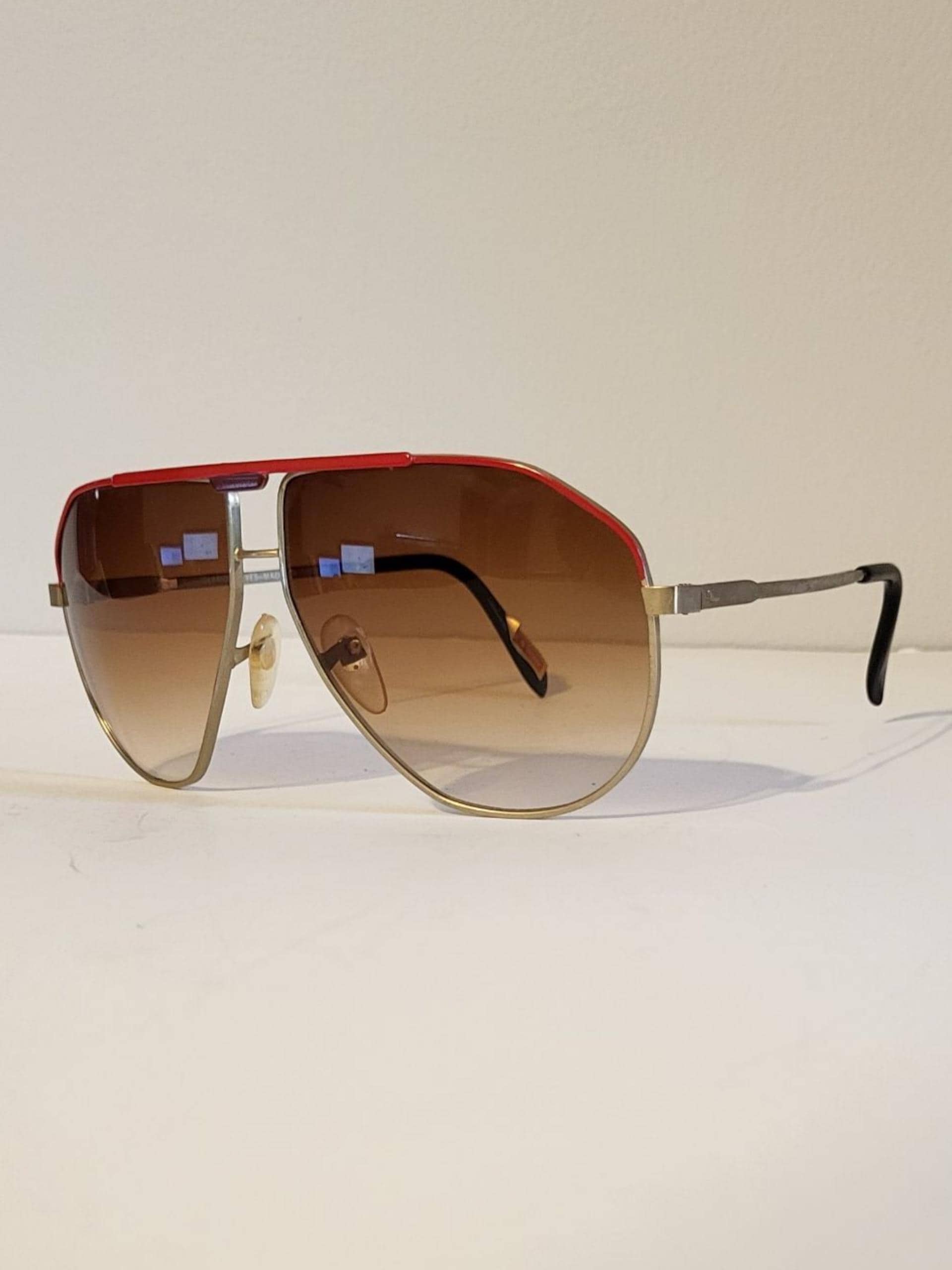 Vintage Double Bridge Aviator Sunglasses // Sleek Gold Metal 