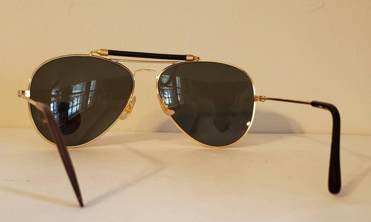 Vintage Black and Yellow Aviator Sunglasses Double Bridge Yellow Lenses 142mm True Vintage Aviator Sunglasses Yellow Driving Lens - zeroUV main image 2