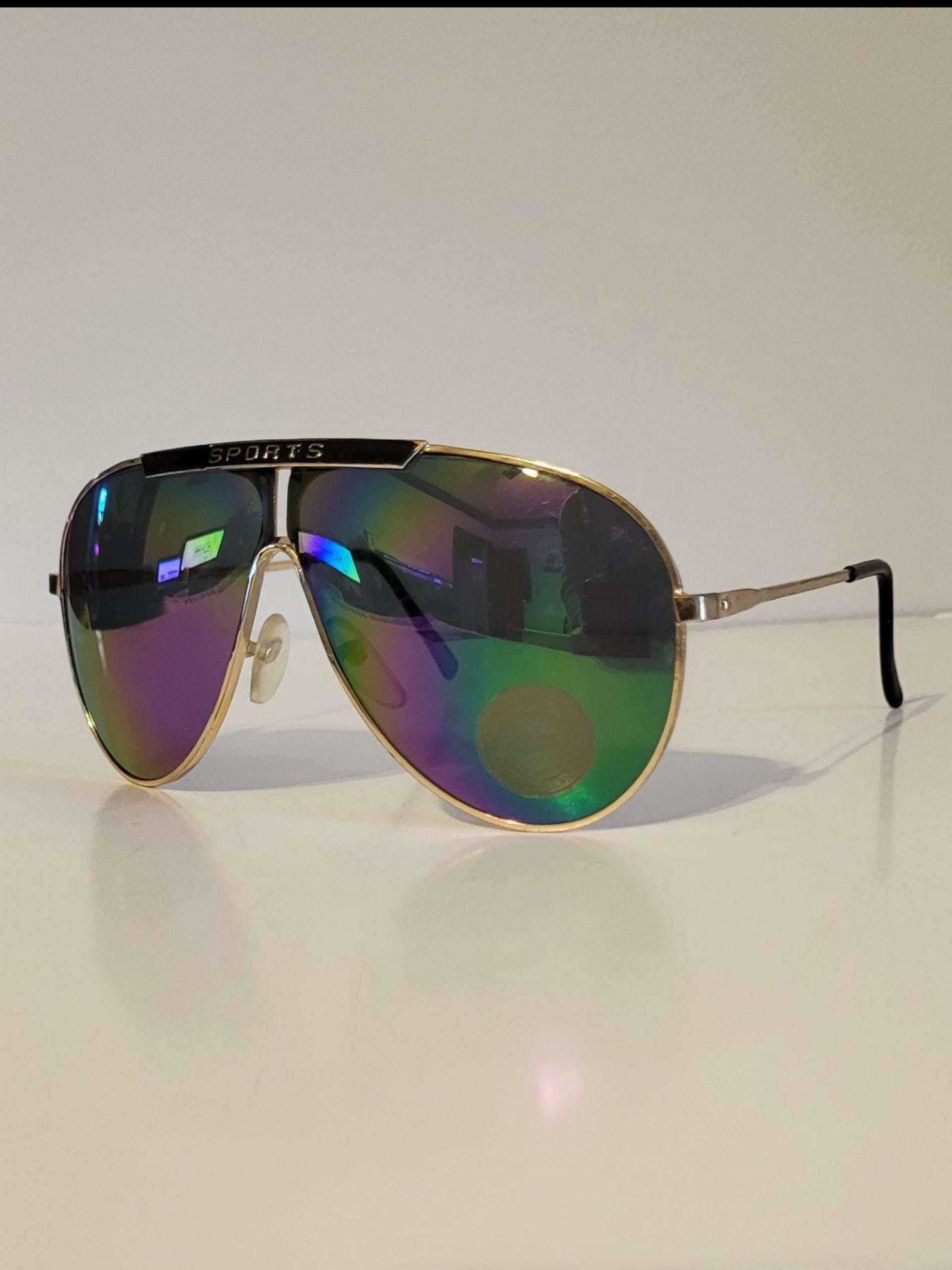 Vintage Teardrop Aviator Sunglasses // Rainbow Ocean Mirror 