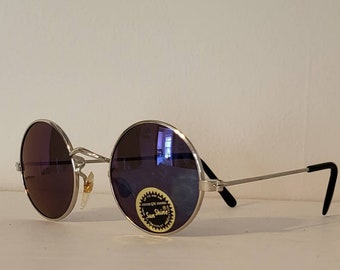 Vintage Round Teashade Sunglasses // Silver Frames // Hippie shades // retro John Lennon // Festivals raves 60s and 70s costume theme party