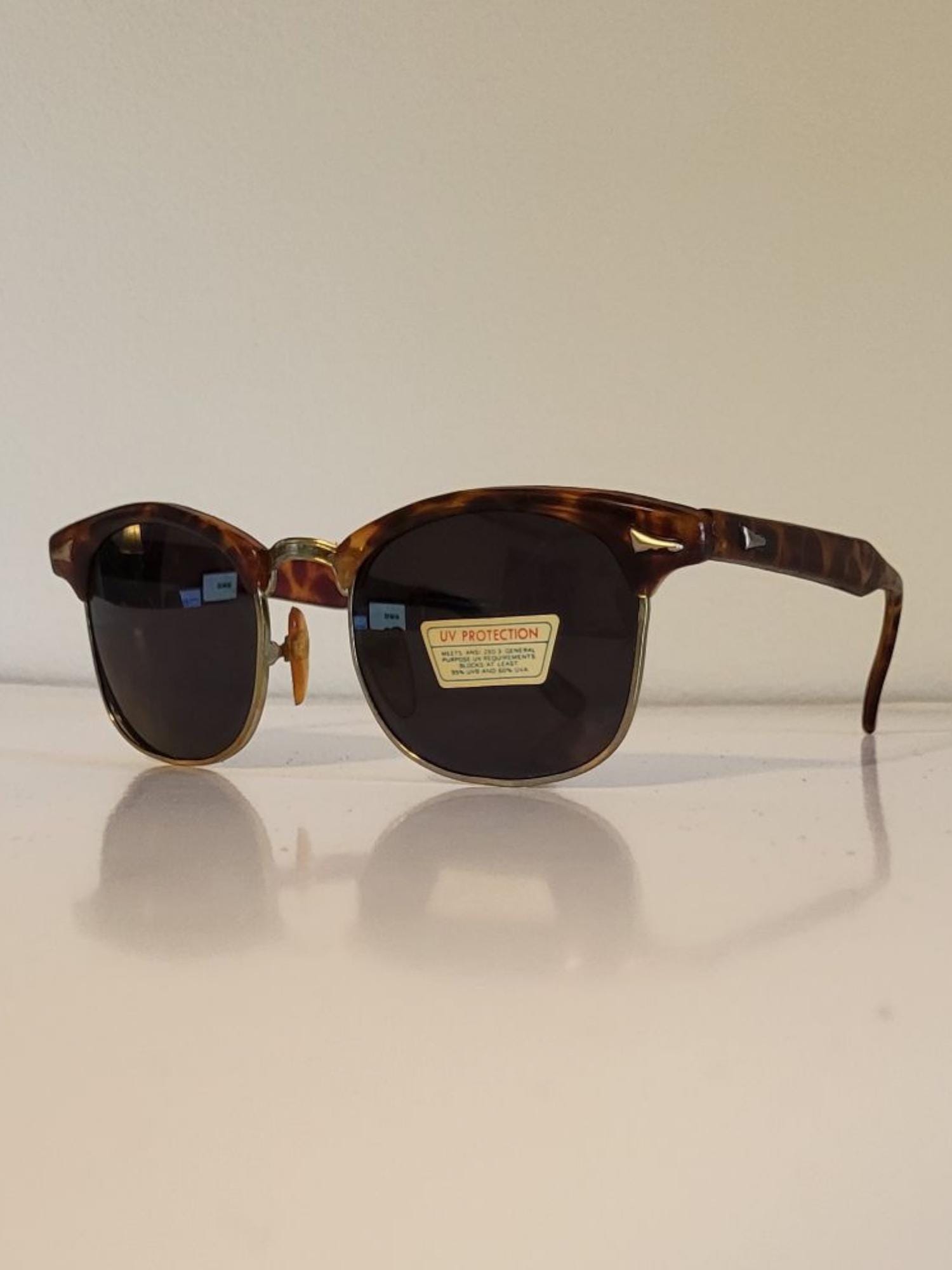 Vintage Clubmaster Sunglasses // Browline Red - Brown  display picture 3