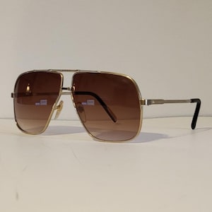 Vintage Aviator Square Sunglasses //  Gradient lenses // Gold Double Bridge Sunglasses // Geometrical rectangle // Beach festival VTG 80