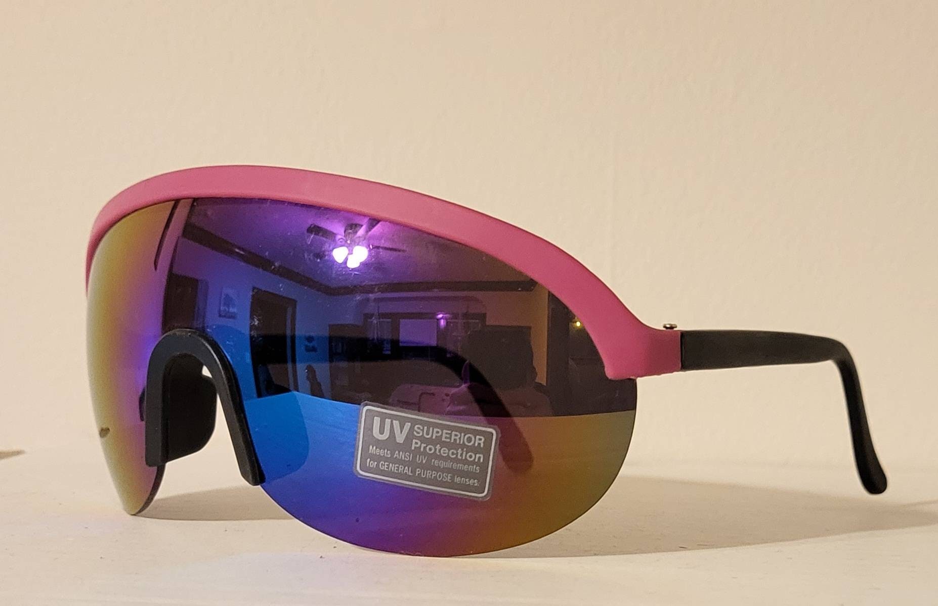 Vintage Oversize Sunglasses NOS Beach Style Pink Mirror Lens Clear Purple Retro Pink/Rose Gold Oversized TR90 Square Gradient Sunglasses  main image 3