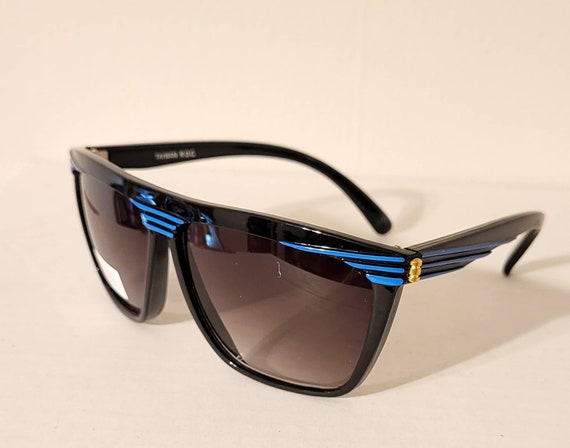 Vintage Aviator Sunglasses // Black Plastic Frame… - image 2