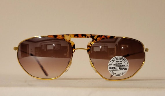 Vintage Sunglasses // Rectangular Aviator Frame /… - image 2