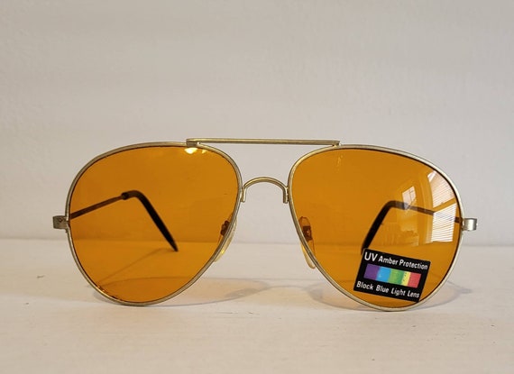 Vintage Aviator Sunglasses // Blue blocker lenses… - image 2