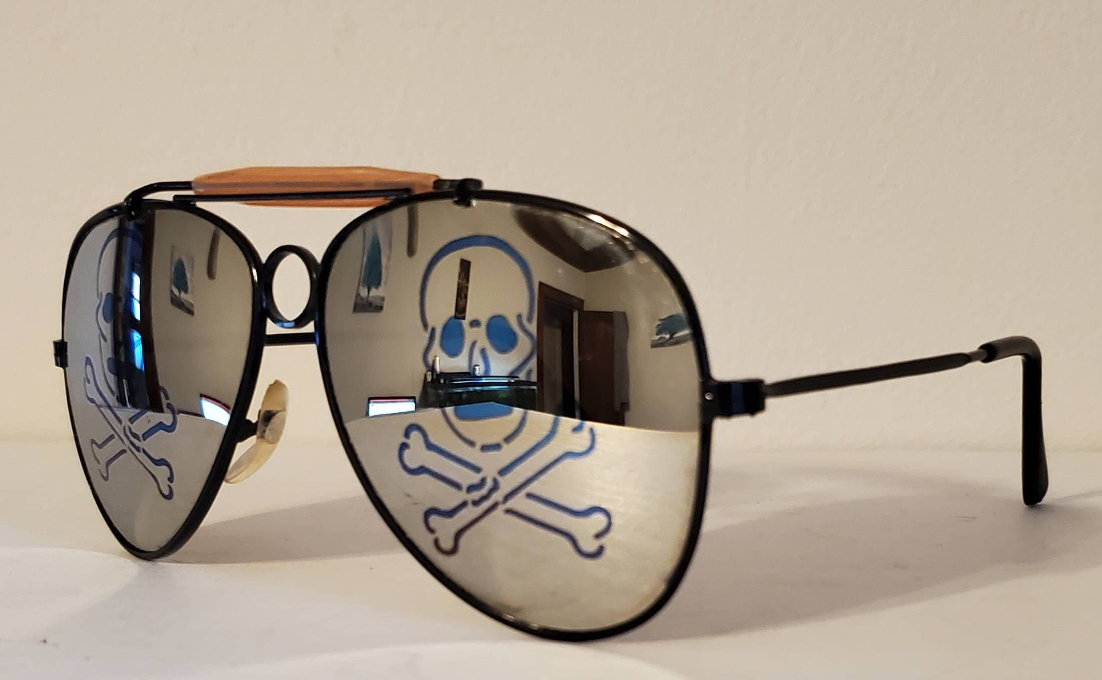 Vintage 1980s I Ski Mirrored Aviator Sunglasses Navy‎ Frame Blinders Vintage 1980s I Ski Mirrored Aviator Sunglasses Navy Frame  main image 2