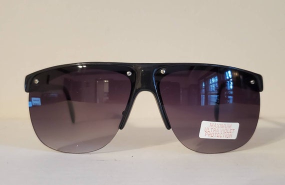 Vintage Aviator Squared Sunglasses // Black Plasi… - image 2