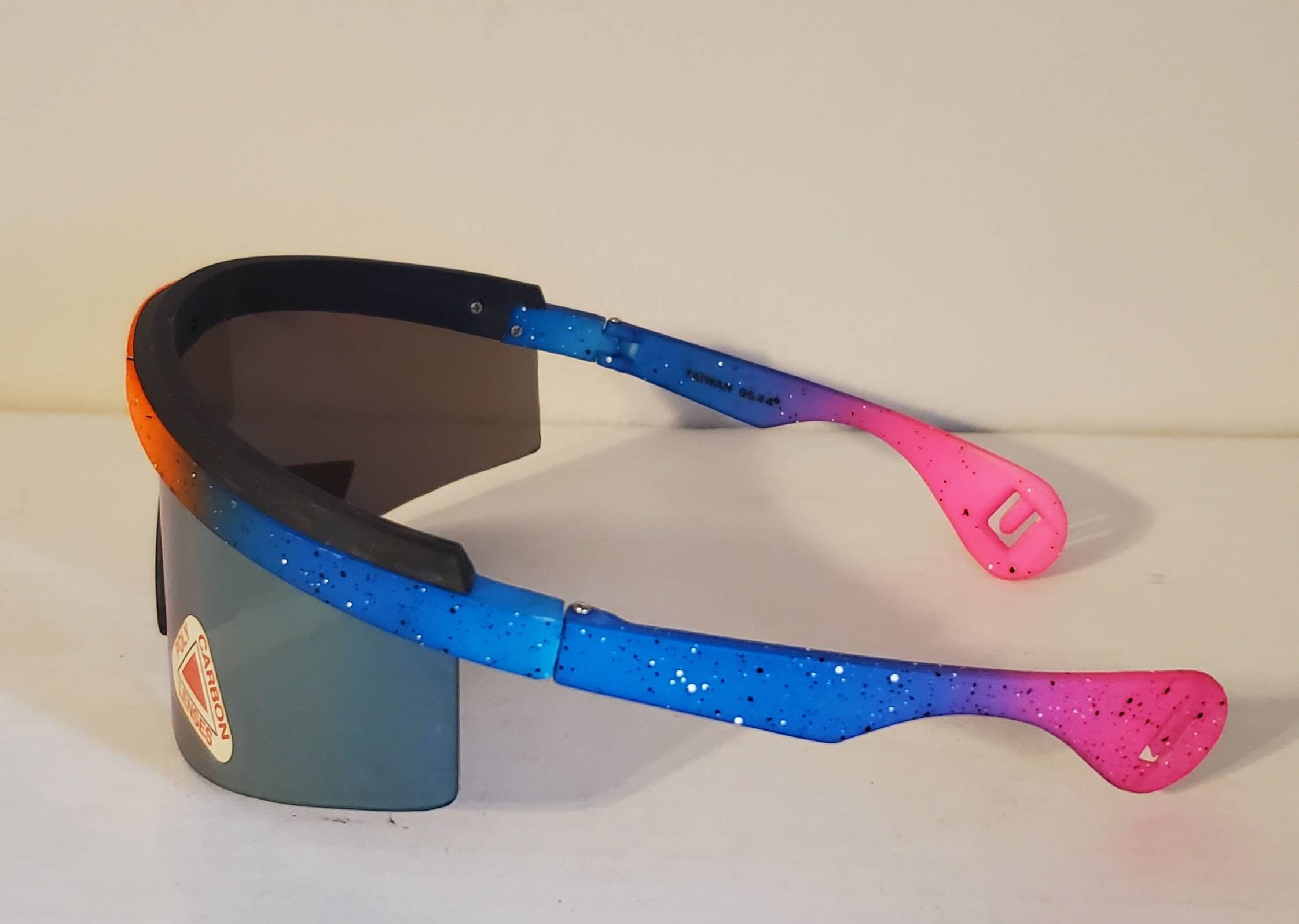 Vintage Sports Sunglasses // Blade Big Shield from 80s - 90s // Multicolor Colorful Sports Shades // Festival Rave Party // Retro Vtg NOS