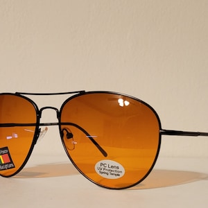 Vintage Double Bridge Aviator Sunglasses // Blue blocker Lenses // Black - Gold - Silver Metal Frames // 80s & 90s glasses // Driving