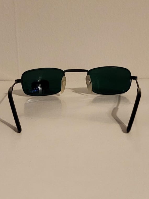 Vintage Sunglasses // Narrow Rectangular Glossy B… - image 6