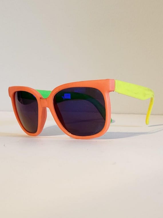 Vintage 90’s Neon Orange Sunglasses Retro 80s 90s Racing Neon Orange & Black Sunglasses main image 4