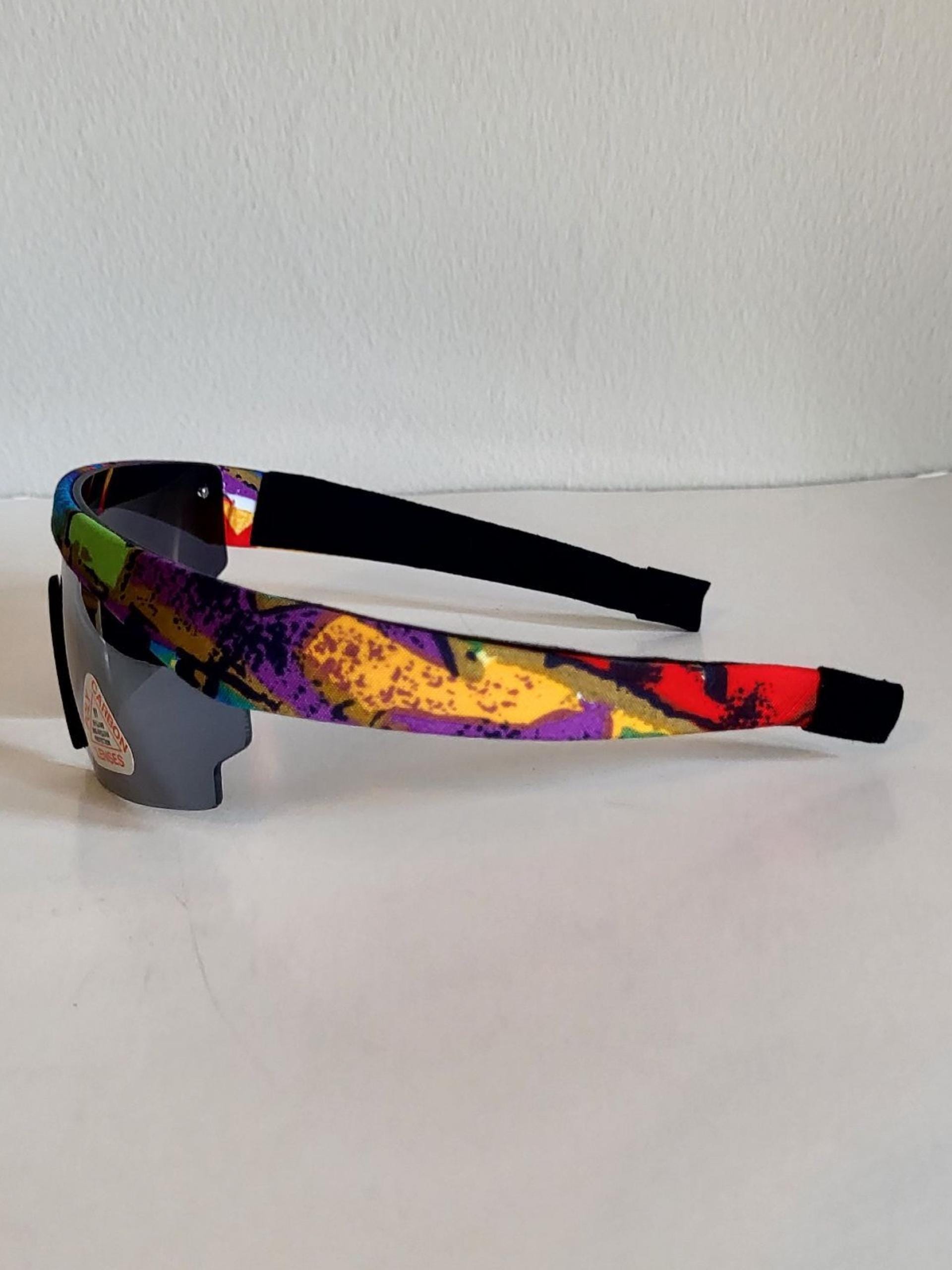 Vintage 90s Neon Shield Sunglasses // Retro Wraparound Sport  display picture 3