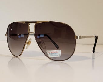 Vintage Aviator Square Sunglasses // Carbon gradient lenses // Dark Brown metal Frames // Double Bridge Shades // Beach festival VTG 80s