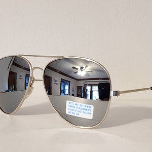 Vintage Double Bridge Pilotenbrille // Spiegelgläser // Silberner Metallrahmen // Sommer Strandbrille // rave VTG NOS aus den 80er und 90er Jahren