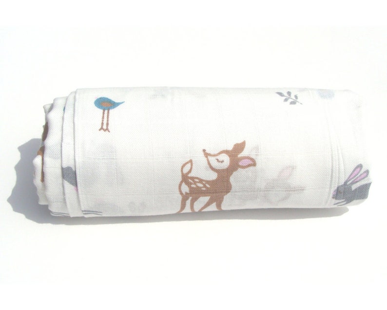 Double Gauze Baby Swaddle Blanket Pre-Cut Fabric 100/% Cotton Deer Print Muslin Wrap Blanket Kit