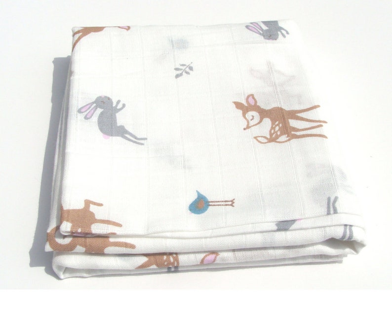 Double Gauze Baby Swaddle Blanket Pre-Cut Fabric 100/% Cotton Deer Print Muslin Wrap Blanket Kit