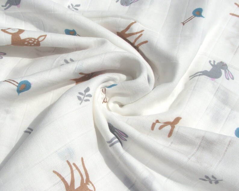 Double Gauze Baby Swaddle Blanket Pre-Cut Fabric 100/% Cotton Deer Print Muslin Wrap Blanket Kit
