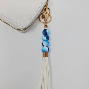 Sea Waves Silicone Bead Keychain: Purse Charm, Mama Gift
