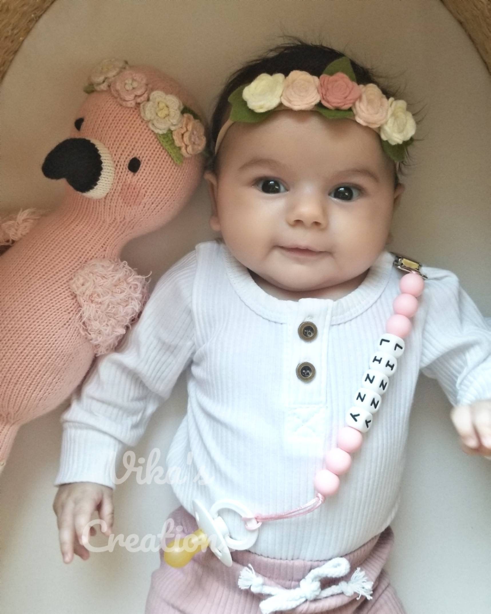 Felt Flower Crown Baby Headband Cream & Pink Felt Roses Crown Etsy