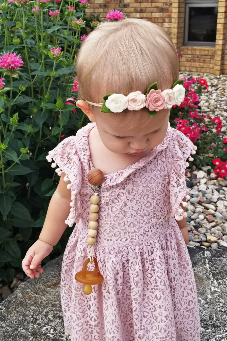 Felt Flower Crown Baby Headband Cream & Pink Felt Roses Crown Etsy