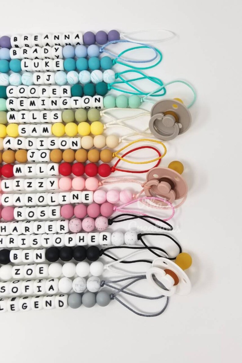 Personalized Pacifier Clip Paci Clip Baby Silicone Teether Etsy