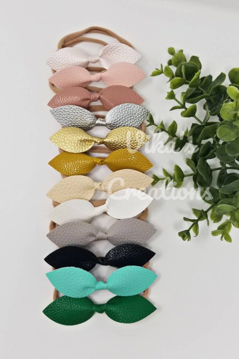 Knot Leather Bow Baby Headband Newborn Nylon Headbands For Etsy
