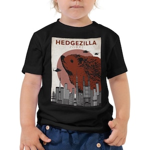 Hedgehog tshirt - Rare Hedgezilla Movie Poster Style - Cutest Kaiju Protector of Tokyo - Kids Hedgehog tShirt - Toddler Short Sleeve Tee