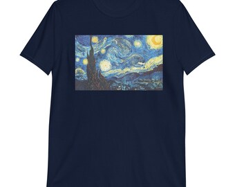 Hedgehog Fine Art Van Gogh's 1888 The Starry Hedgehog Night Short-Sleeve 100% Cotton T-Shirt by Urchin Wear