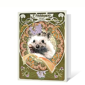 Hedgehog Cards -Hedgehog Art Through The Ages Greeting Cards 5 x 7 Blank Inside by Urchin Wear Quantity Discounts 15  Designs to Pick from